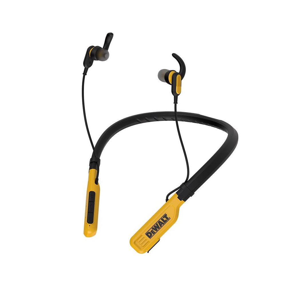 DeWalt 190 2091 DW2 A Wireless Bluetooth Behind-the-Neck Headphones, Black/Yellow