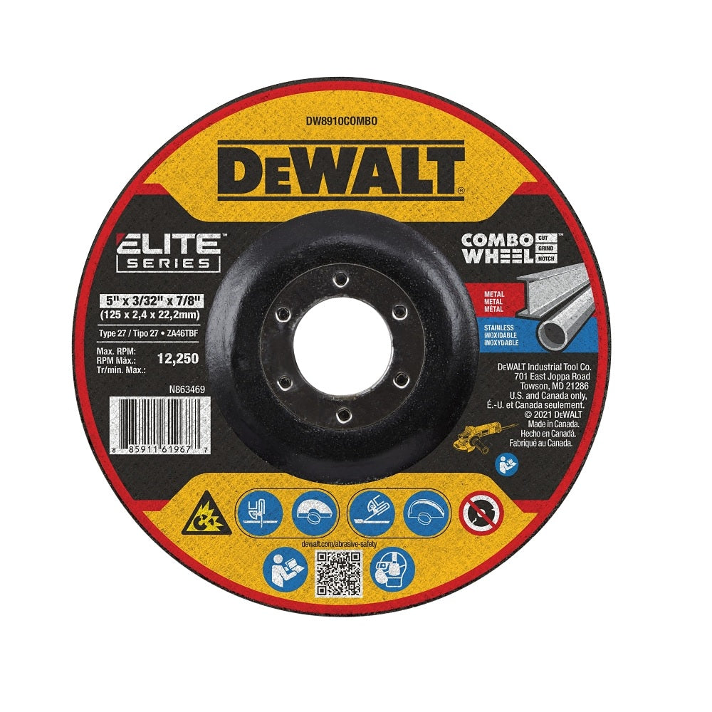 DeWalt DW8910COMBO Elite Cutting Wheel, 5 Inch