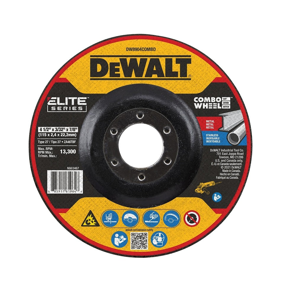 DeWalt DW8904COMBO Elite Cutting Wheel, 4-1/2 Inch