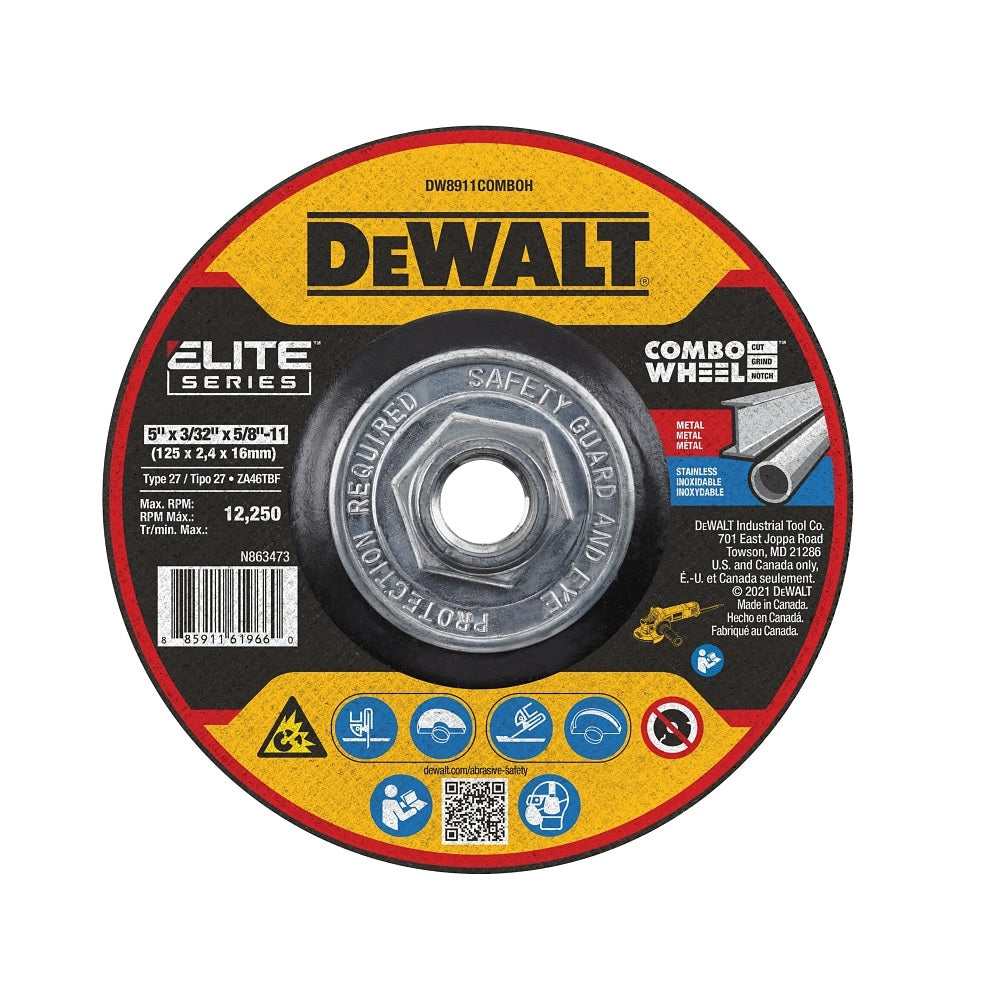 DeWalt DW8911COMBOH Elite Cutting Wheel, 5 Inch
