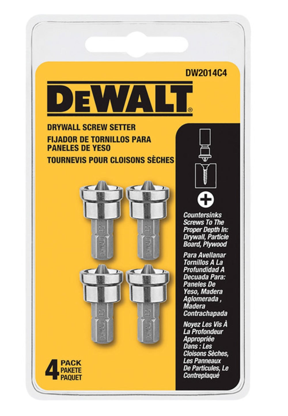 DeWalt DW2014C4 Phillips Drywall Screw Setters, 1/4"