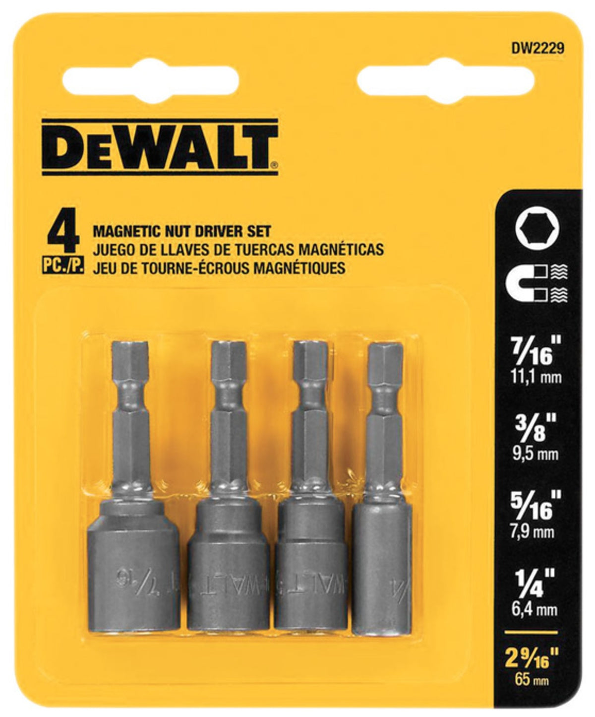 DeWalt DW2229 Magnetic Nut Setter Set, 2-9/16"