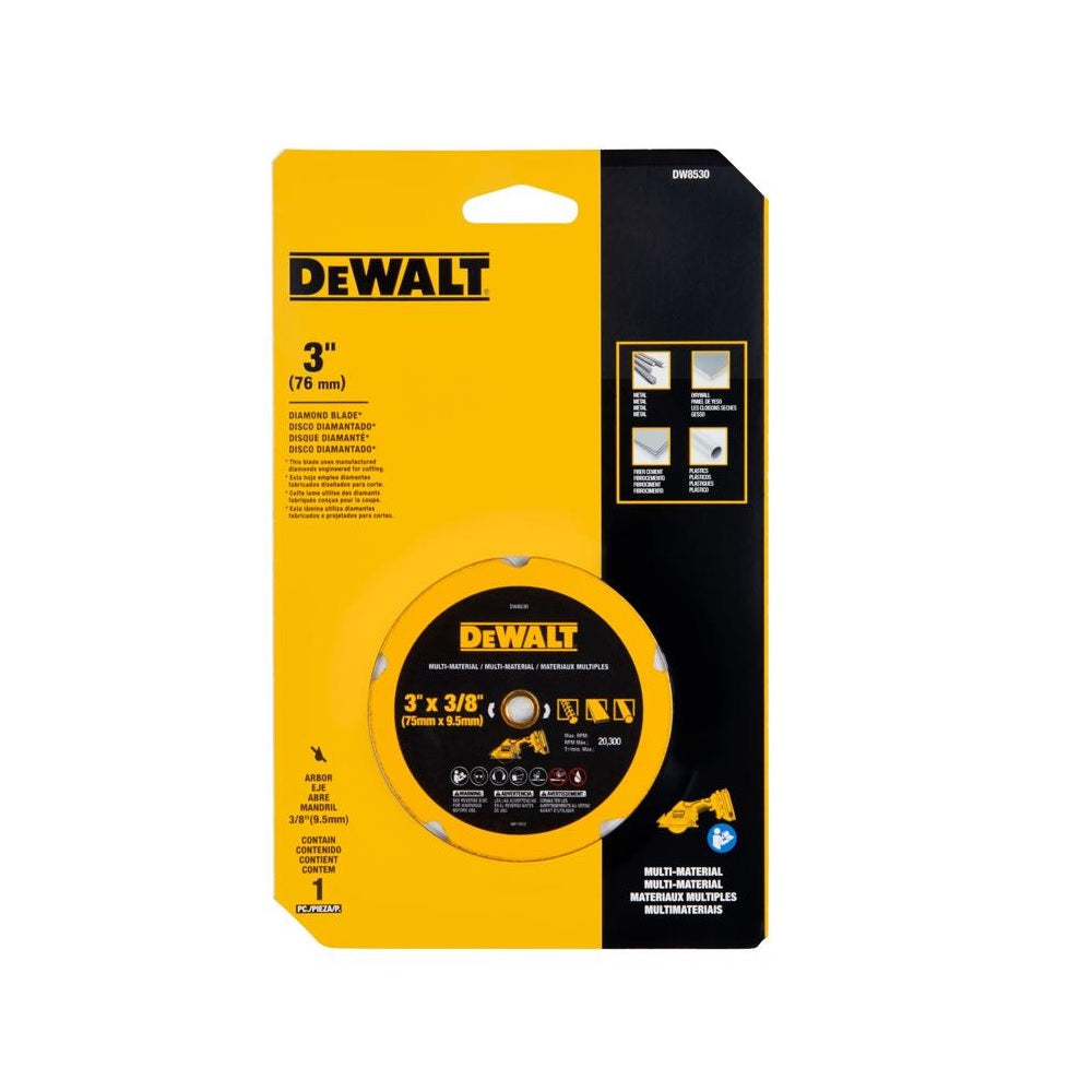 DeWalt DW8530 Multi-Material Cut-Off Blade, 3 Inch x 3/8 Inch