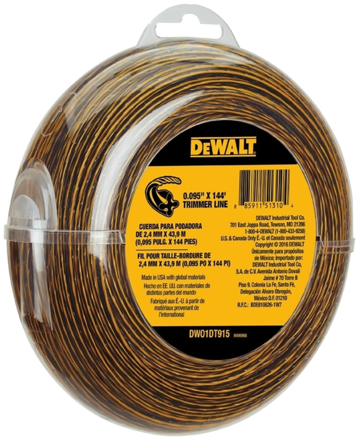 DeWalt DWO1DT915 Trimmer Line, 0.095" x 144'