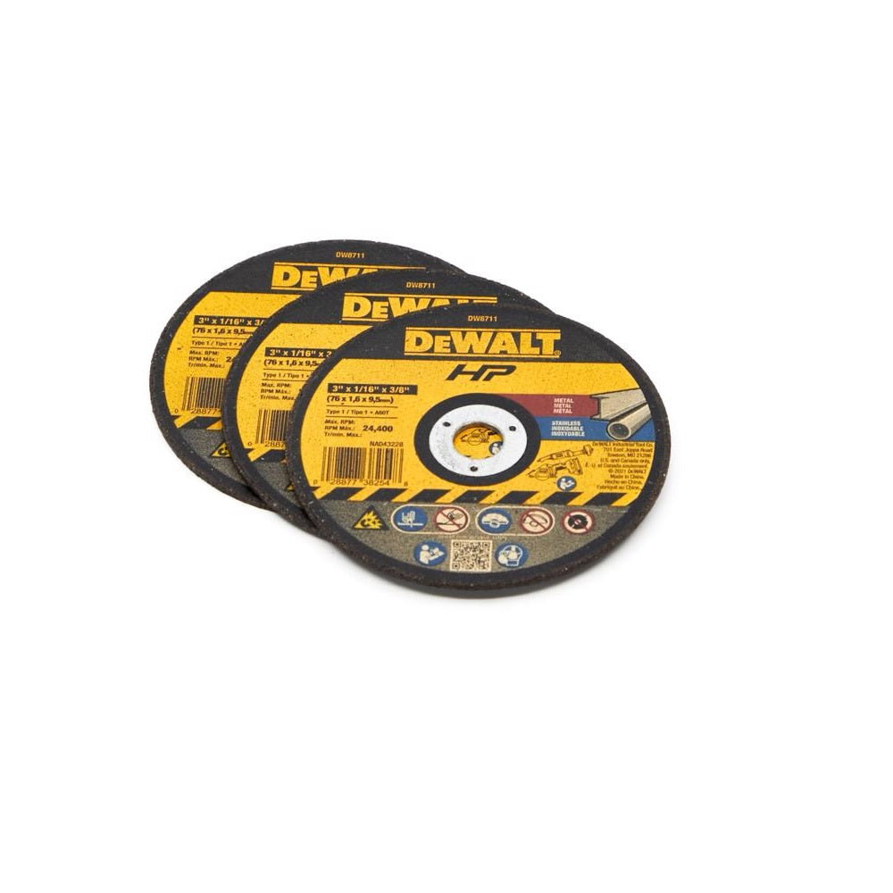 DeWalt DW8711P3 Bonded Cut-Off Wheel Kit, 3 Inch x 3/8 Inch