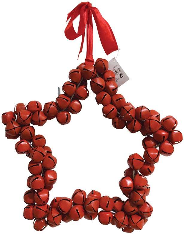 Decoris 957363 Christmas Decoration Bells Star, Red