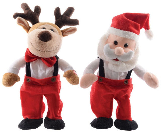 Decoris 548684 Christmas Decoration Dancing Santa & Reindeer, Red/White