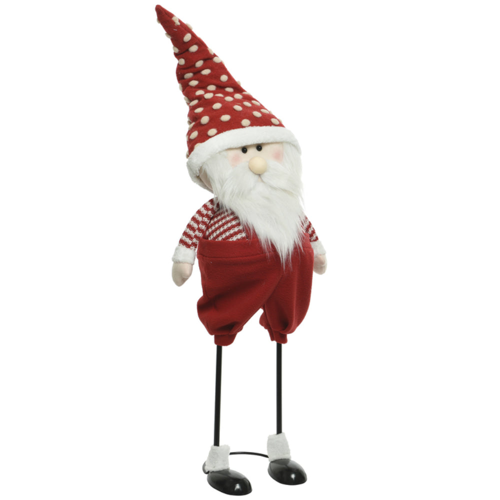 Decoris 610574 Christmas Santa with Bouncing Legs, Red/White