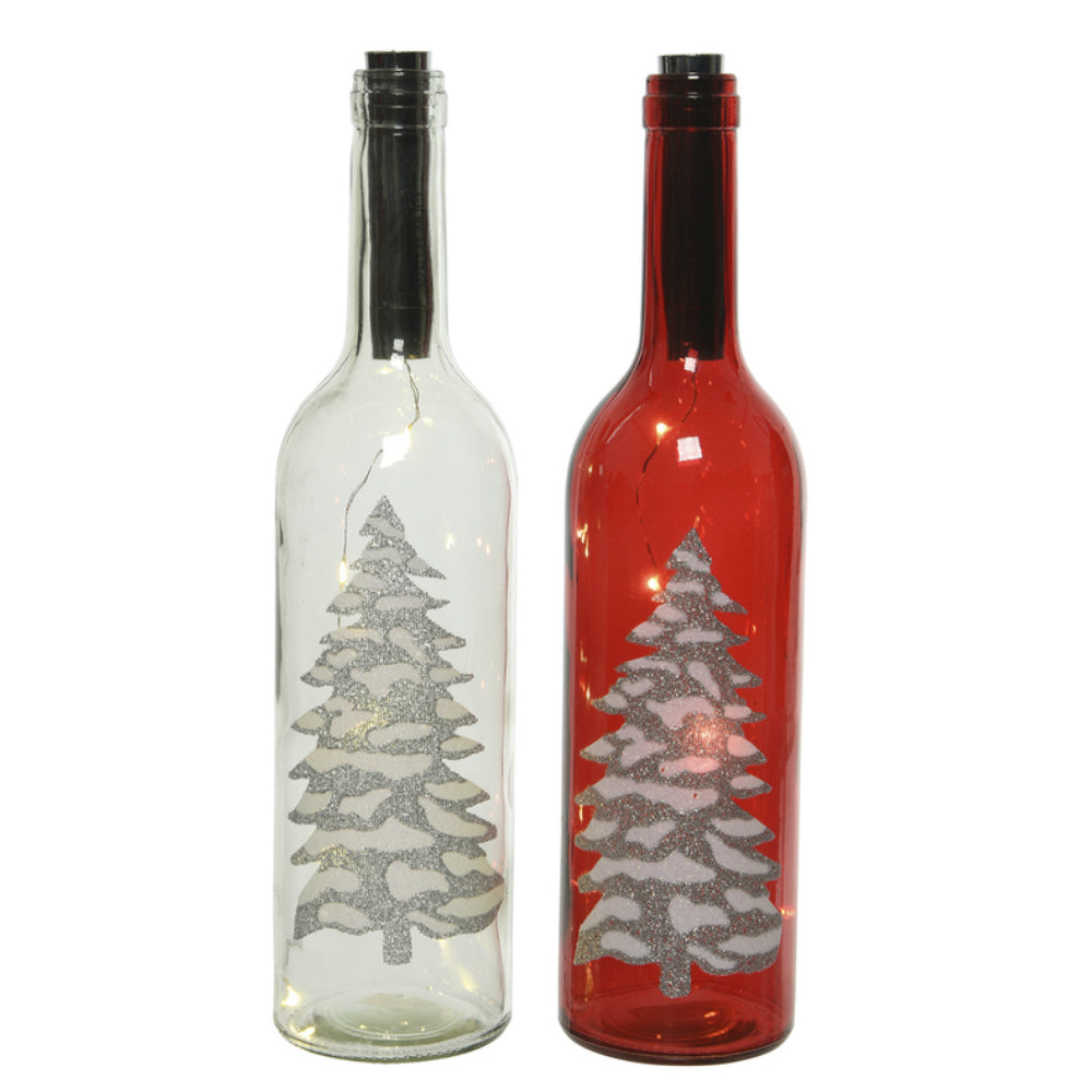 Decoris 482403 Christmas Tree Painted Bottle, Assorted Colors