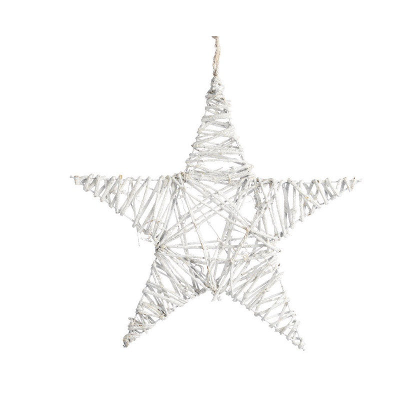 Decoris 725764 Glitter Twig Star Christmas Decoration, White