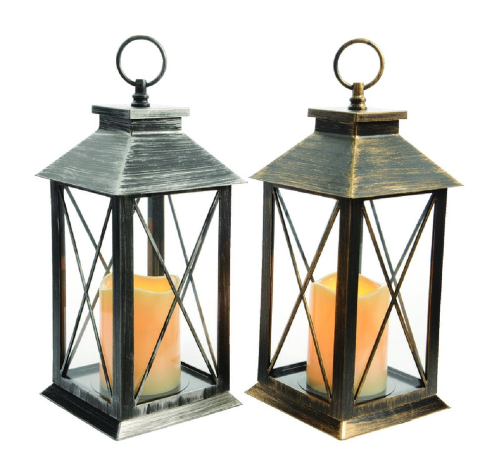 Decoris 922011 LED Lantern with Timer Christmas Decoration, Plastic