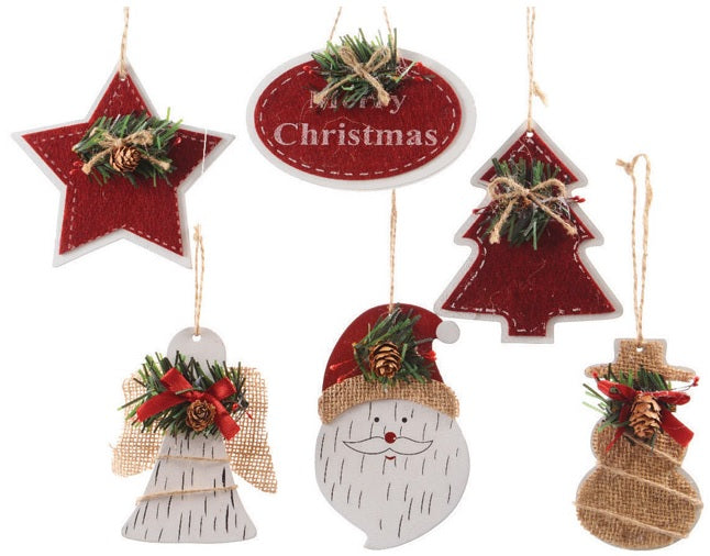 Decoris 957163 Christmas Ornaments With Hanger, Red/Green