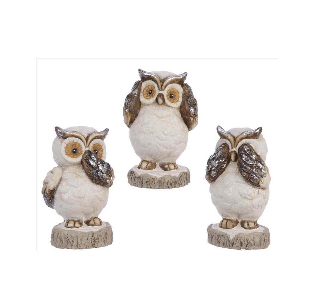 Decoris 633923 Owl Table Decor, Terracotta