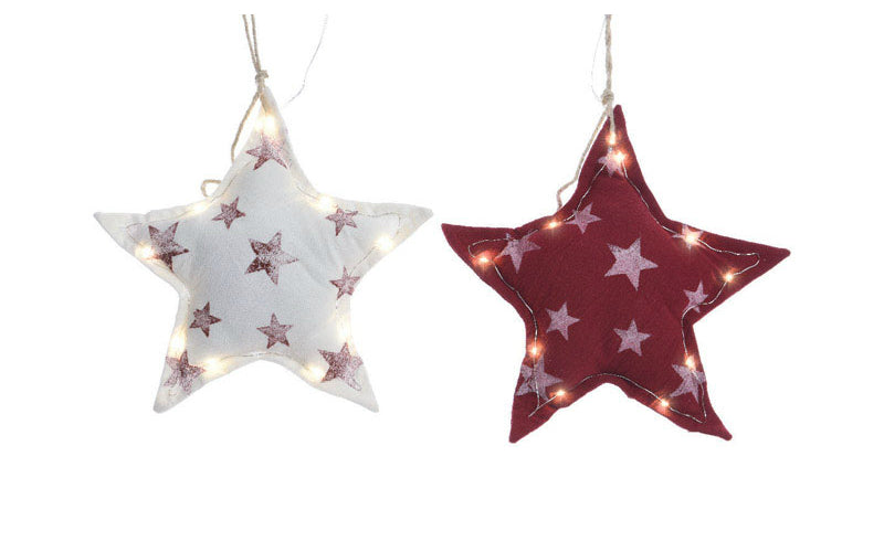 Decoris 957078 Christmas LED Material Star Decoration, Polyester, Assorted Colors