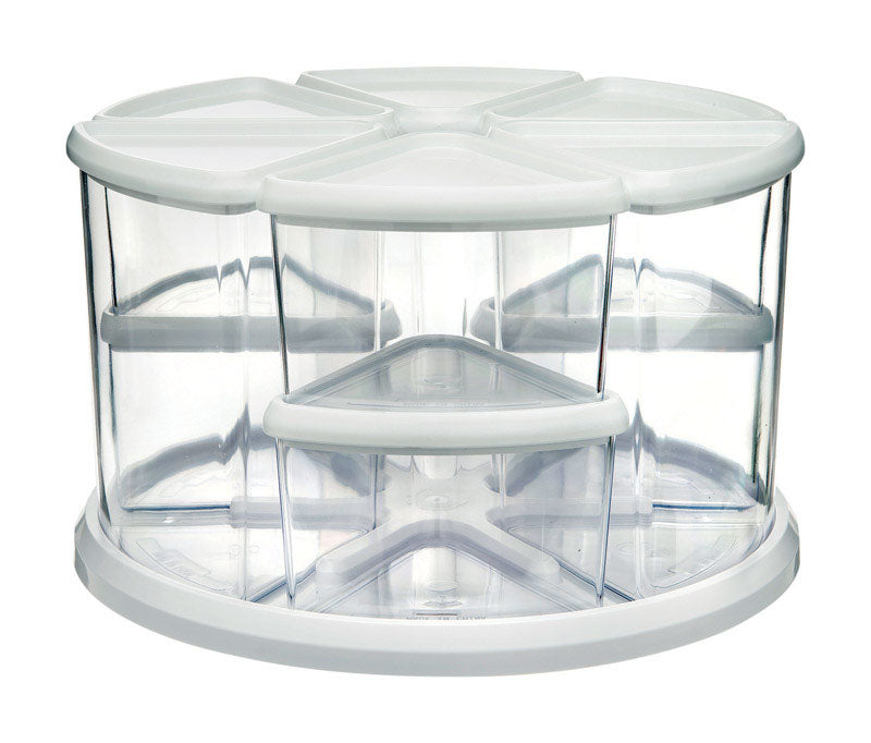 Deflect-O 3901CR 360 Rotating Carousel Organizer, Plastic, Gloss, White