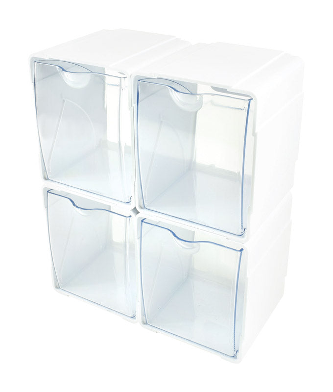 Deflect-O 421103CR Single Tilt Bins, Plastic, Gloss, White, 4 Pieces