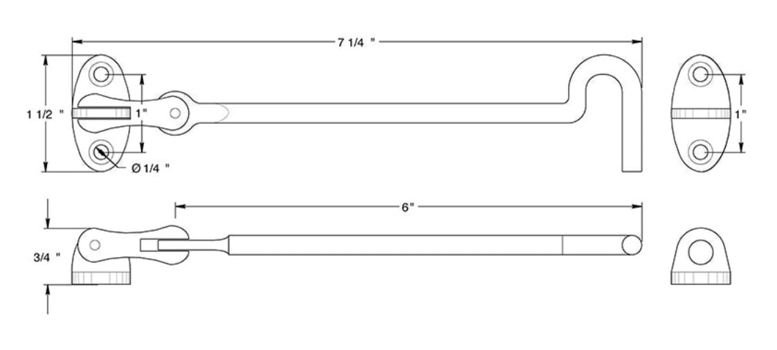 Deltana CHK6CR003 Cabin Swivel Hooks, Lifetime Brass, 6"