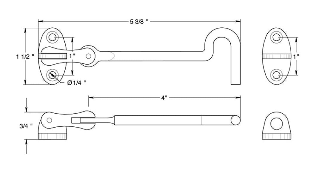 Deltana CHK4CR003 Cabin Swivel Hooks, Lifetime Brass, 4"