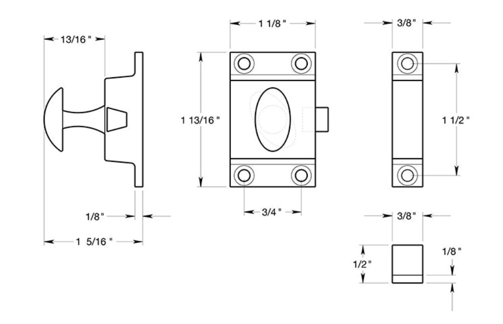 Deltana CL1532CR003 Cabinet Lock, Lifetime Brass, 1-1/5" x 1-4/5"