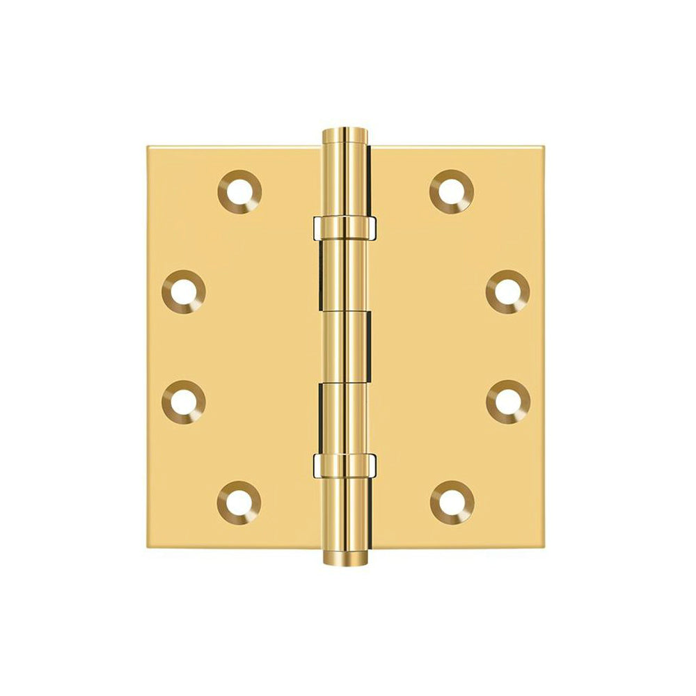 Deltana CSB45BB Ball Bearings Square Door Hinge, PVD Polished Brass, 4-1/2" x 4-1/2"