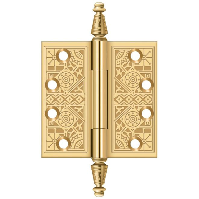 Deltana CSBP44 Square Door Hinge, PVD Polished Brass, 4" x 4"