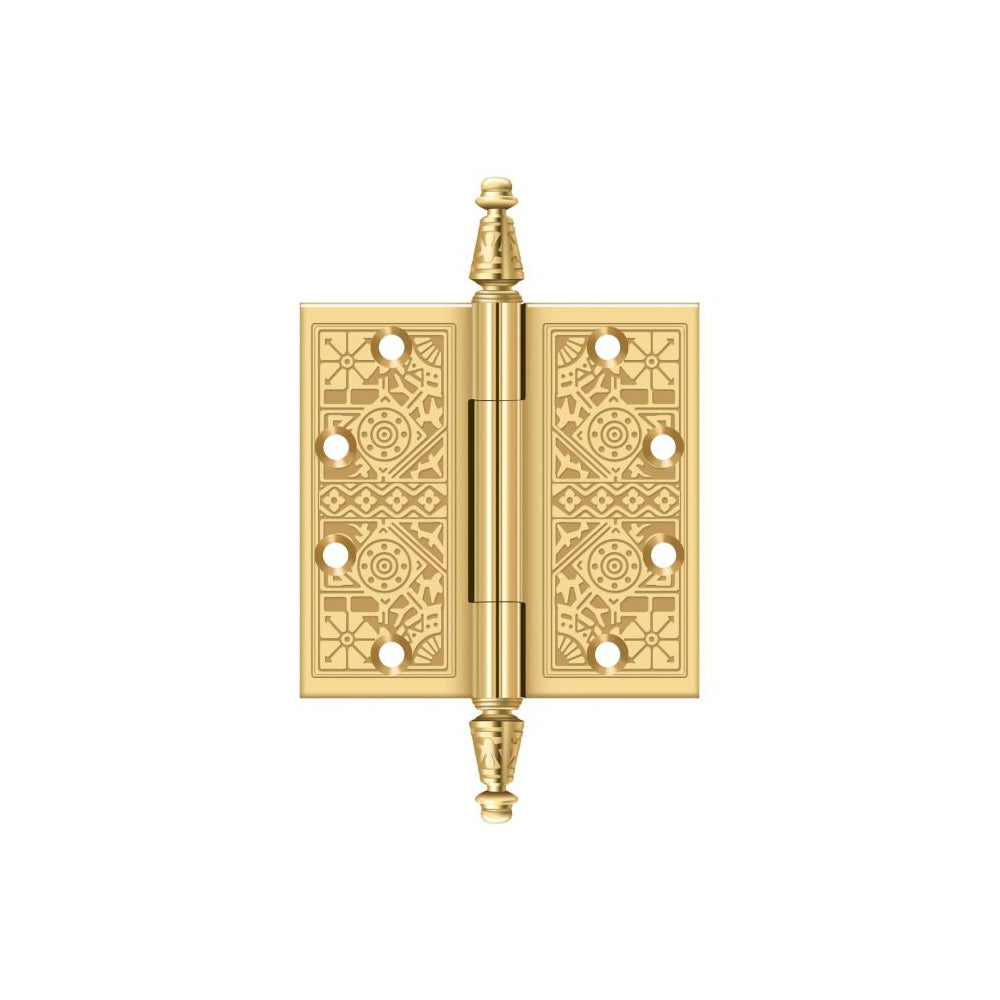 Deltana CSBP45 Square Door Hinge, PVD Polished Brass, 4-1/2" x 4-1/2"
