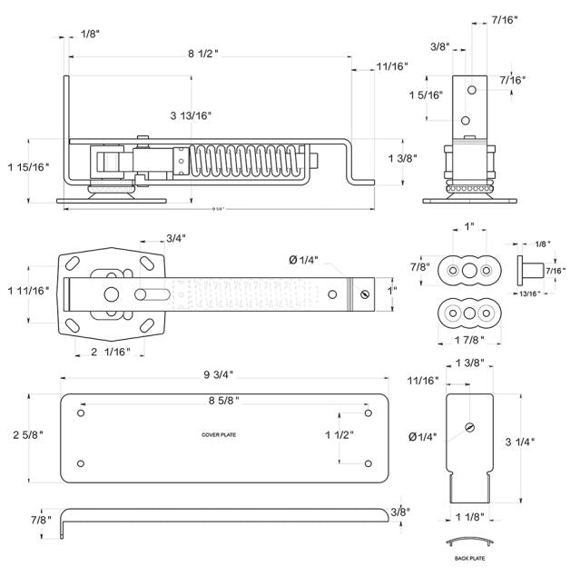 Deltana DASH95CR003 Spring Hinge, Lifetime Brass