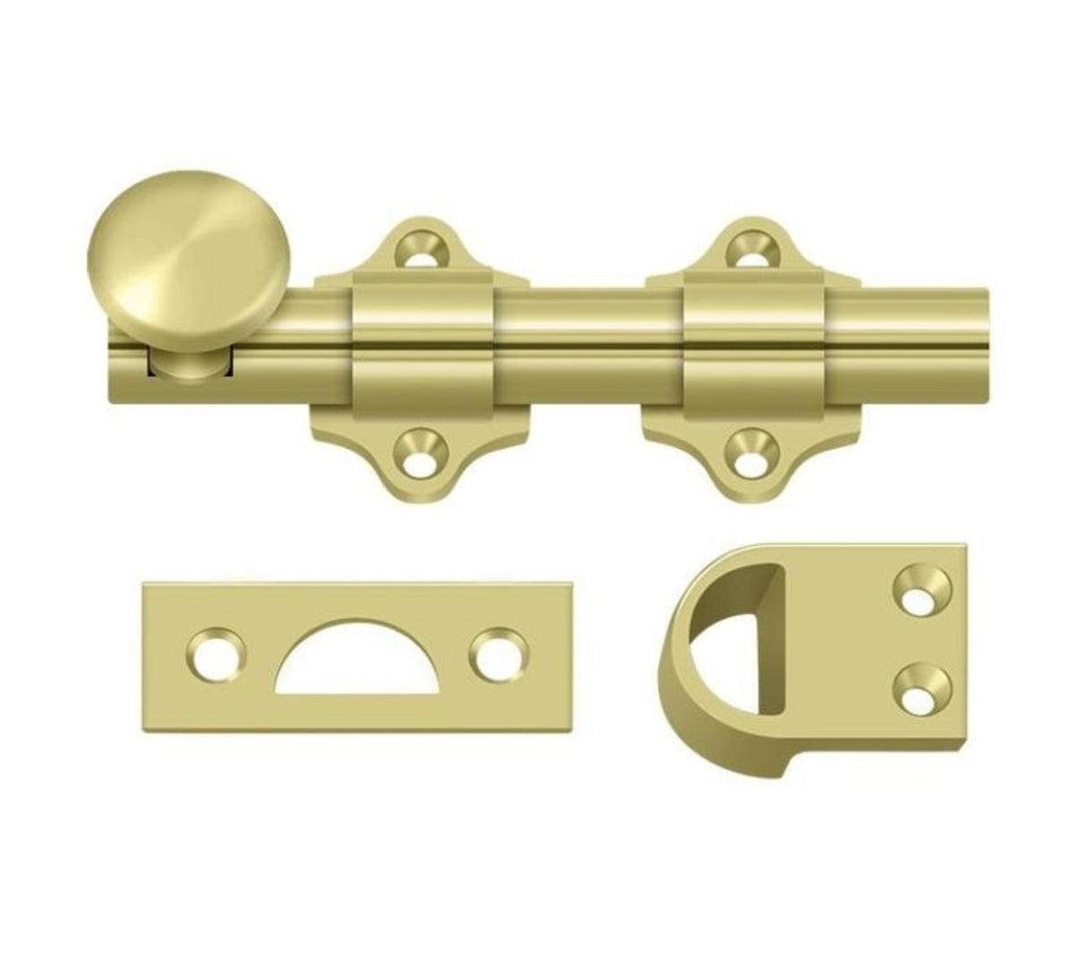 Deltana DDB425U3 Dutch Door Bolt, Heavy Duty, Bright Brass, 4"