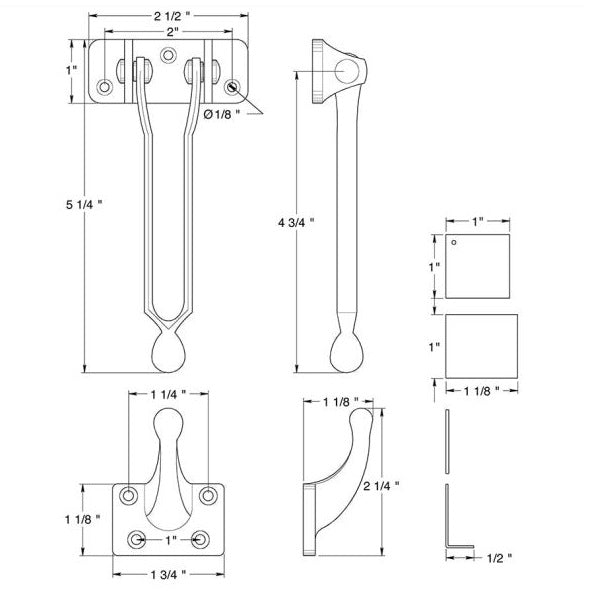 Deltana DG525CR003 Door Guard, Lifetime Brass, 5"