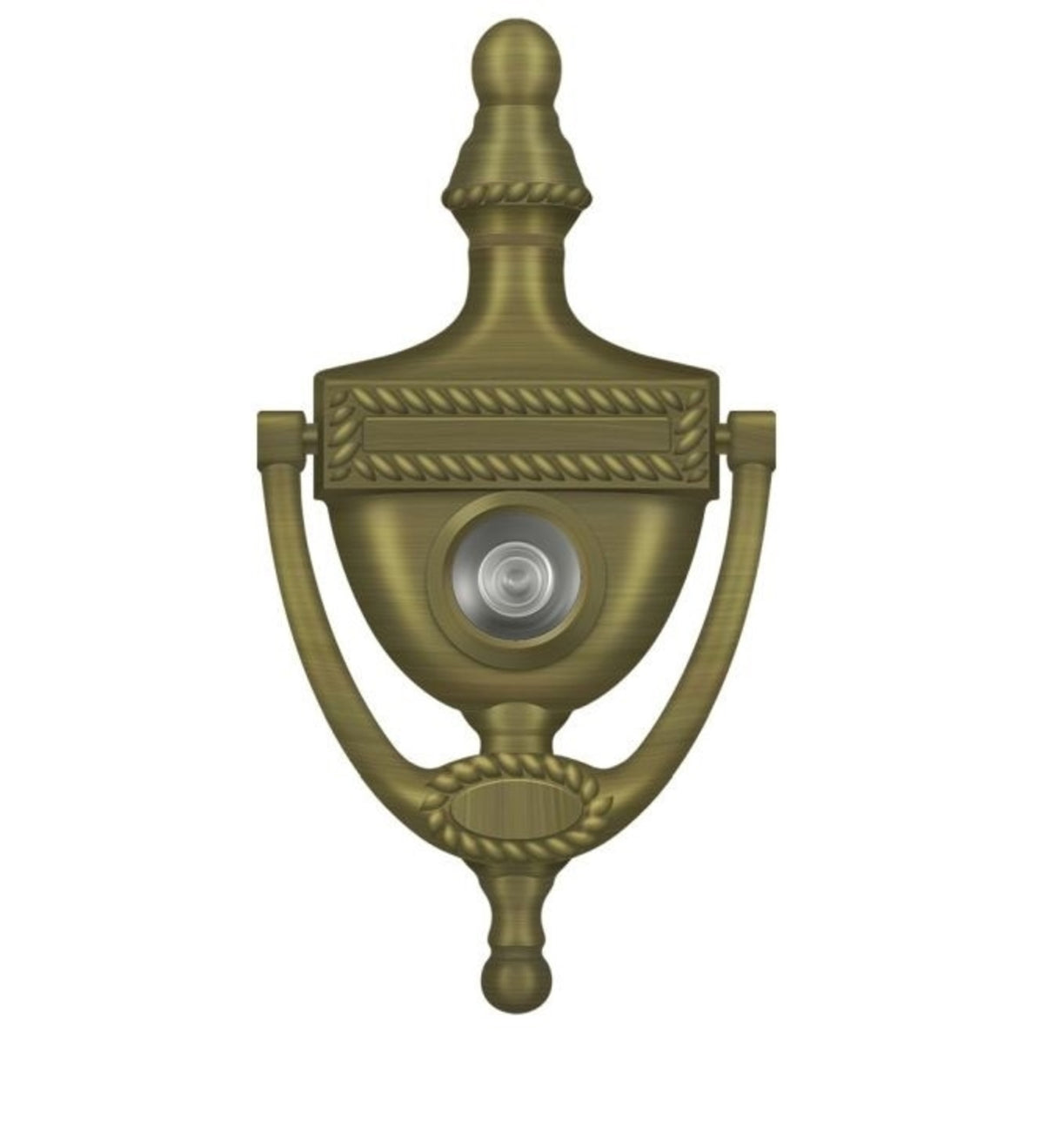 Deltana DKV6RU5 Door Knocker-Viewer, Victorian Rope, Antique Brass