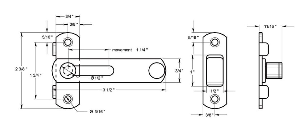 Deltana DL35CR003 Drop Latch, 3-1/2", Lifetime Brass
