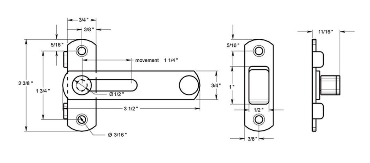 Deltana DL35U10B Drop Latch, 3-1/2", Oil Rubbed Bronze