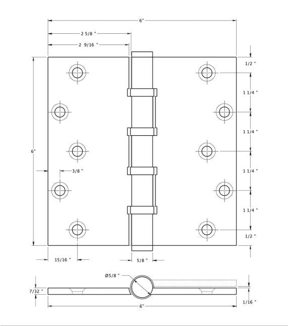 Deltana DSB66BB15A Square Ball Bearing Hinge, Antique Nickel