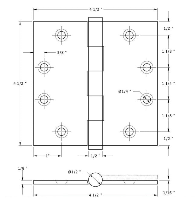 Deltana DSB4510BD Square Hinge, Bronze Dark