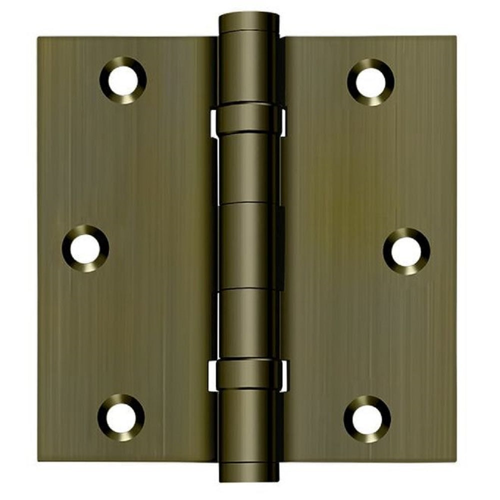 Deltana DSB35B5 Square Hinge, Ball Bearings, Antique Brass, 3-1/2" x 3-1/2"