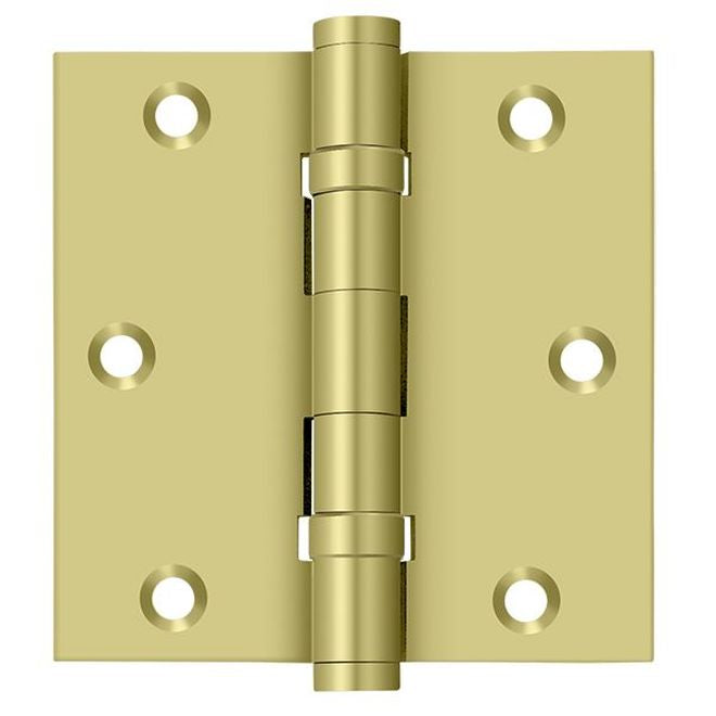 Deltana DSB35B3 Square Hinge, Ball Bearings, Bright Brass, 3-1/2" x 3-1/2"