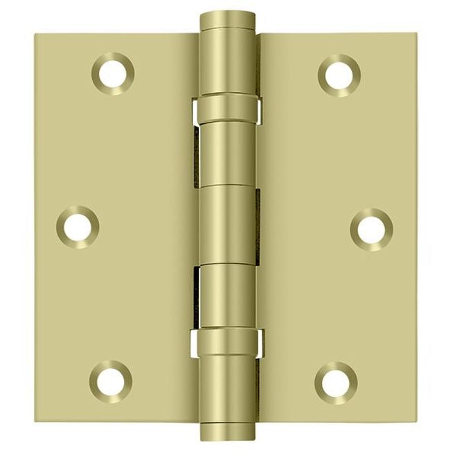 Deltana DSB35B3-UNL Square Hinge, Ball Bearings, Unlacquered Bright Brass, 3-1/2" x 3-1/2"