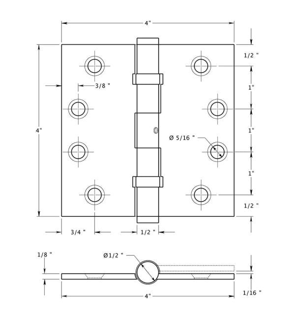 Deltana DSB4NB10BD Ball Bearings Square Hinge, Bronze Dark