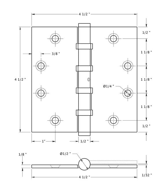 Deltana DSB45NB10BD Ball Bearings Square Hinge, Bronze Dark
