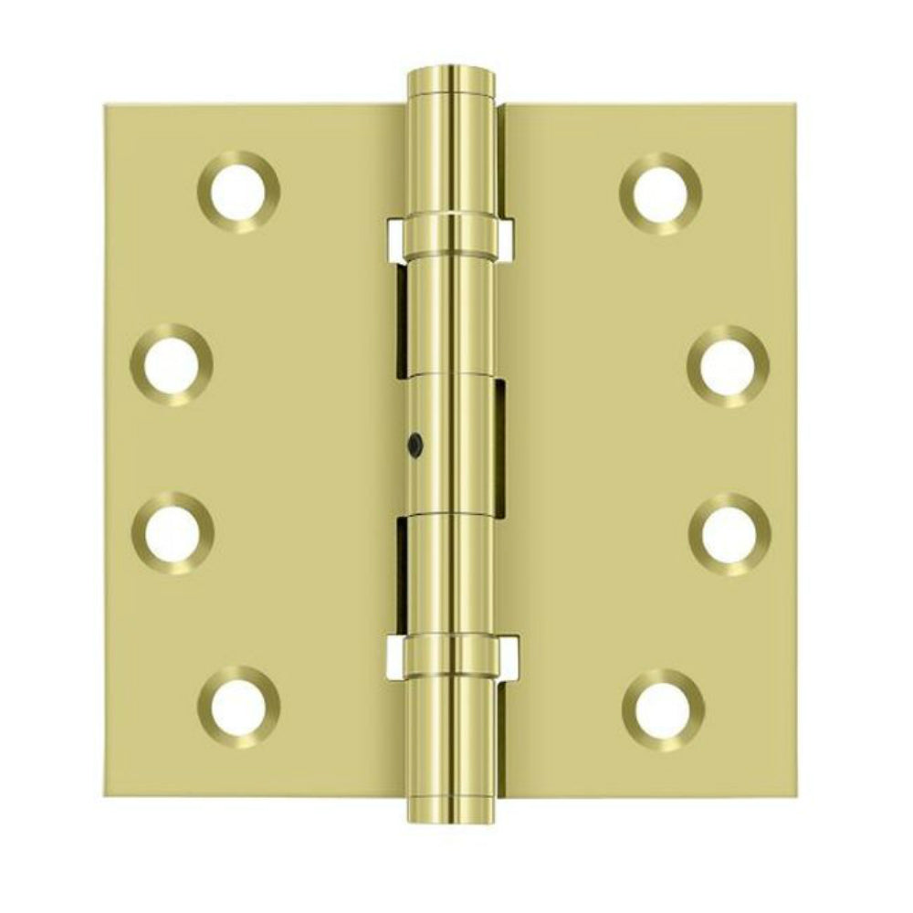 Deltana DSB4NB3 Ball Bearing Square Door Hinge, Bright Brass, 4" x 4"