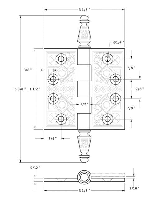 Deltana DSBP35U15 Full Mortise Square Hinge, Satin Nickel