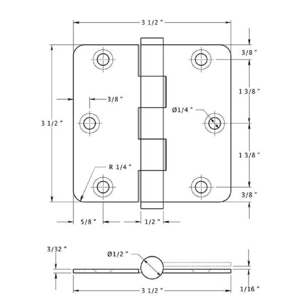 Deltana DSB35R410BD-R Radius Door Hinge, Bronze Dark, 3-1/2" x 3-1/2"