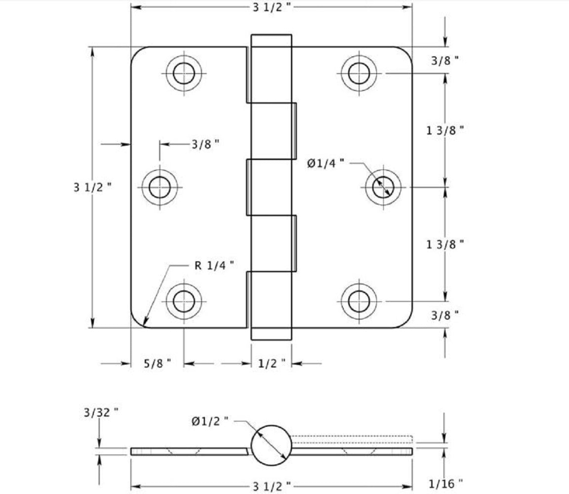 Deltana DSB35R410BM-R Radius Hinge, Bronze Medium, 3-1/2" x 3-1/2" x 1/4"