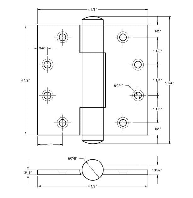 Deltana DSB45RM10BM Full Mortise Hinge, Bronze Medium