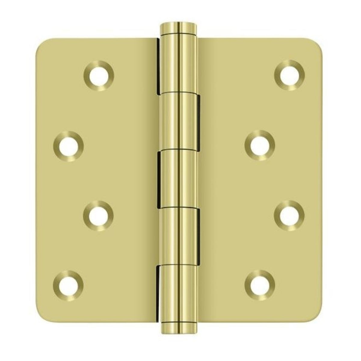 Deltana DSB4R43-RZ Full Mortise Radius Hinge, Bright Brass