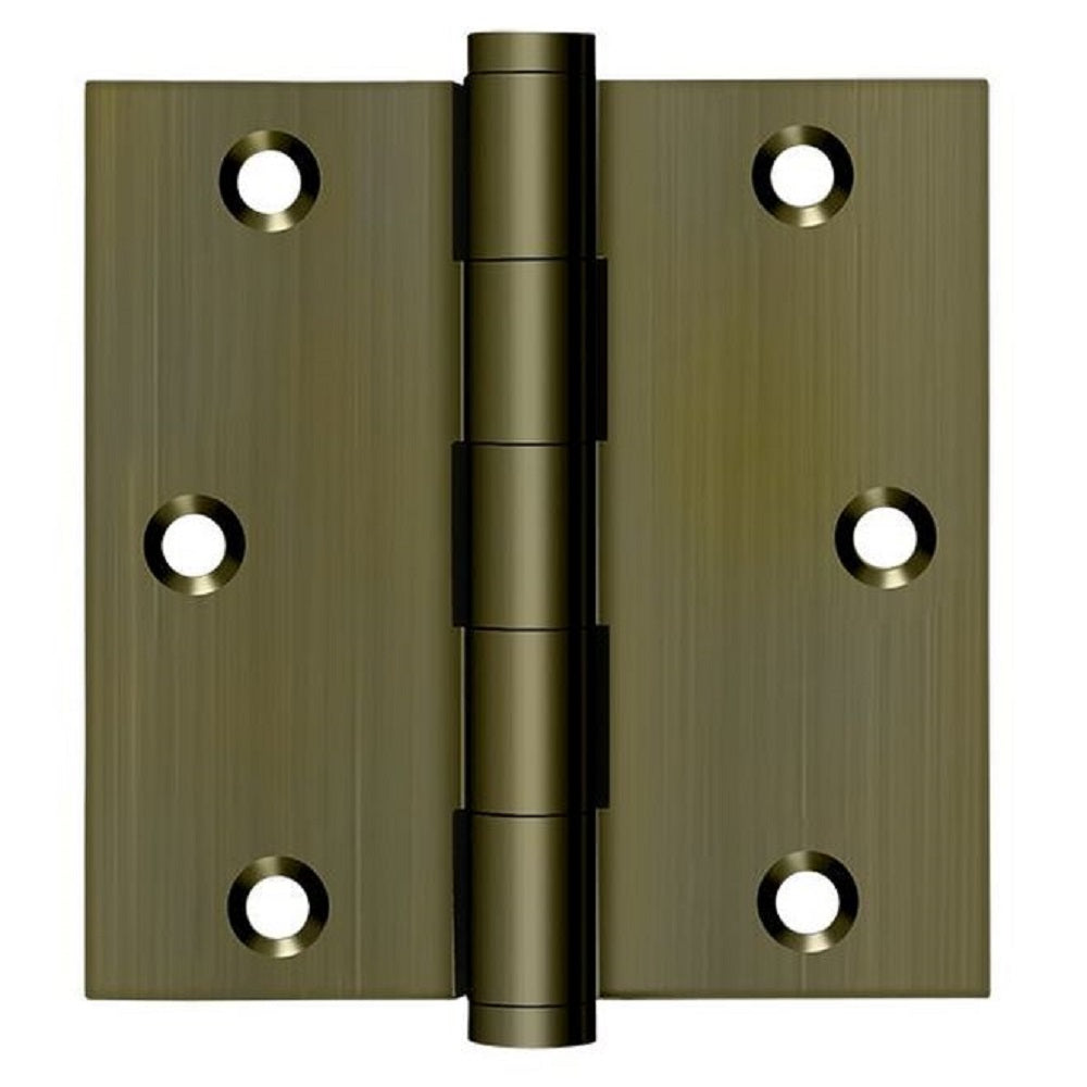 Deltana DSB355-R Square Hinge, Residential, Antique Brass, 3-1/2" x 3-1/2"