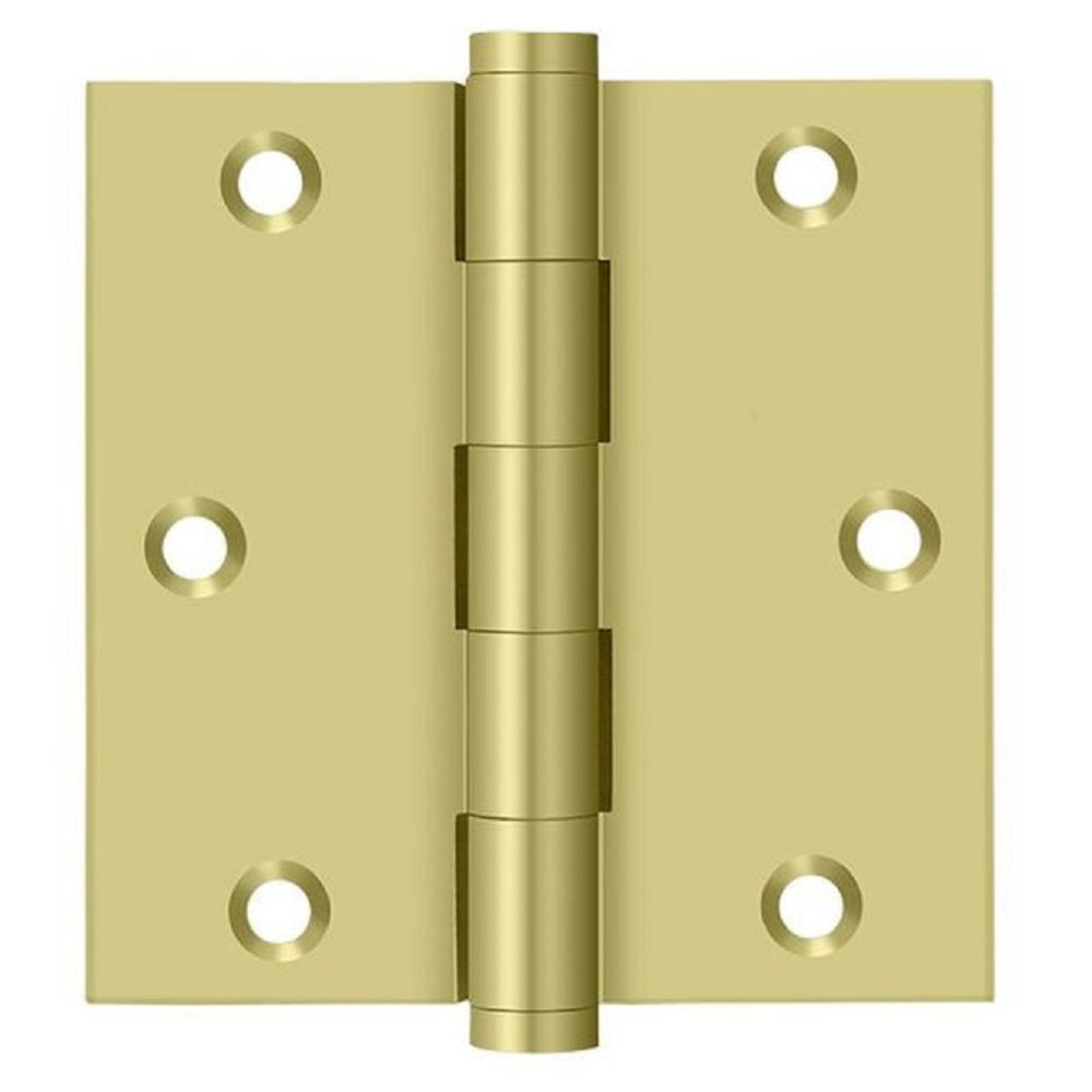 Deltana DSB353-R Square Hinge, Residential, Bright Brass, 3-1/2" x 3-1/2"