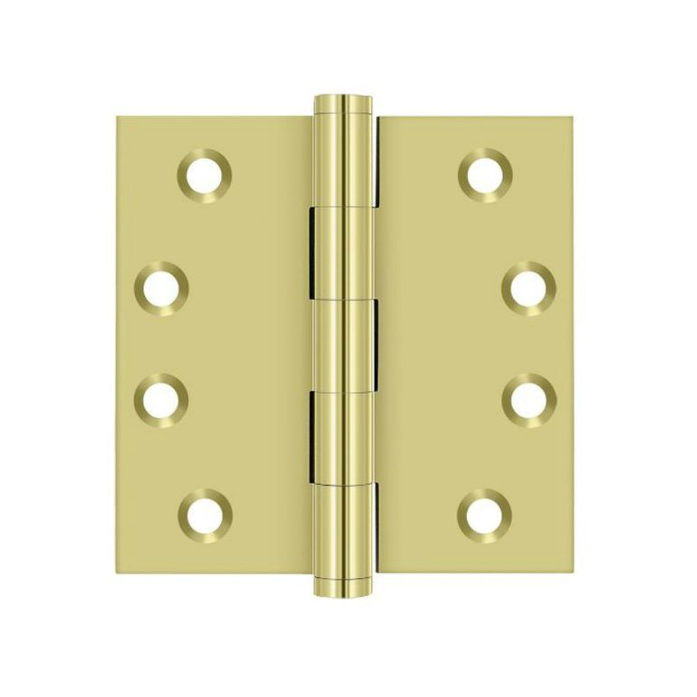 Deltana DSB43 Square Hinge, Bright Brass, 4" x 4"