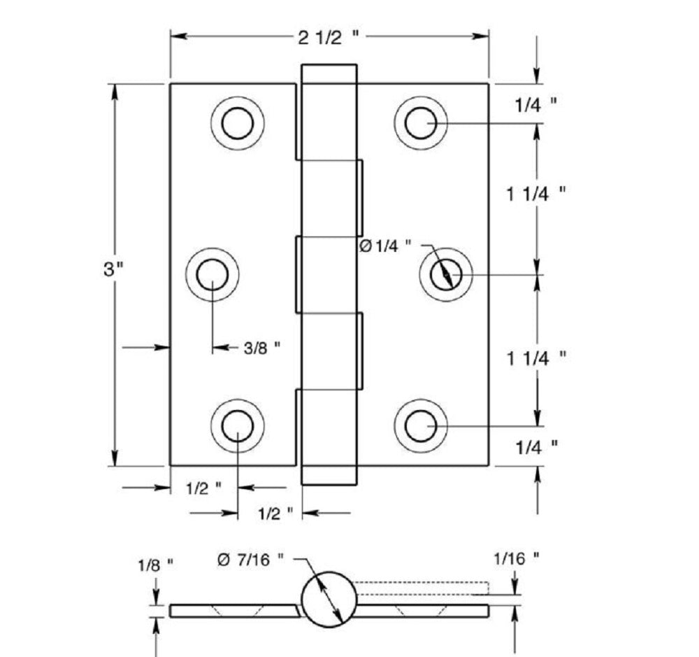 Deltana DSB3025U3 Screen Door Hinge, Bright Brass, 3" x 2-1/2"