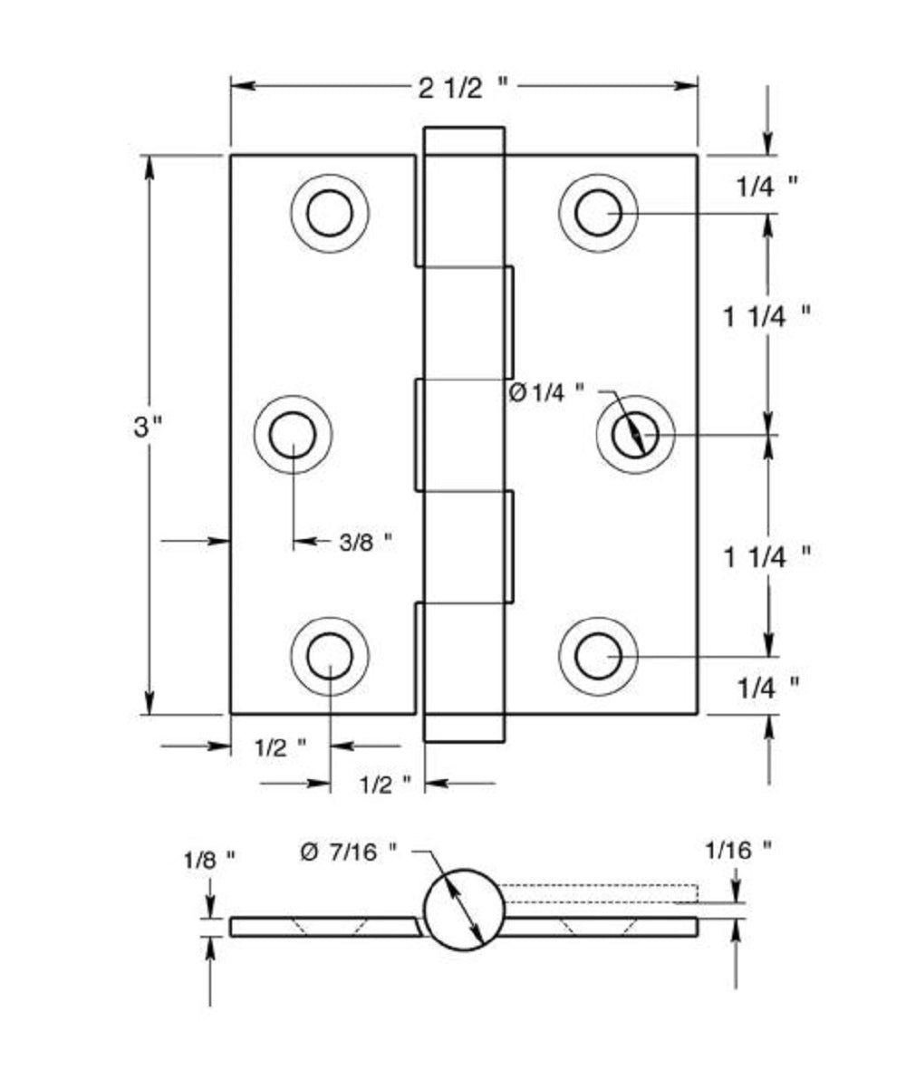 Deltana DSB3025U15 Screen Door Hinge, Satin Nickel, 3" x 2-1/2"